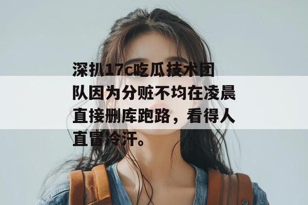 深扒17c吃瓜技术团队因为分赃不均在凌晨直接删库跑路，看得人直冒冷汗。
